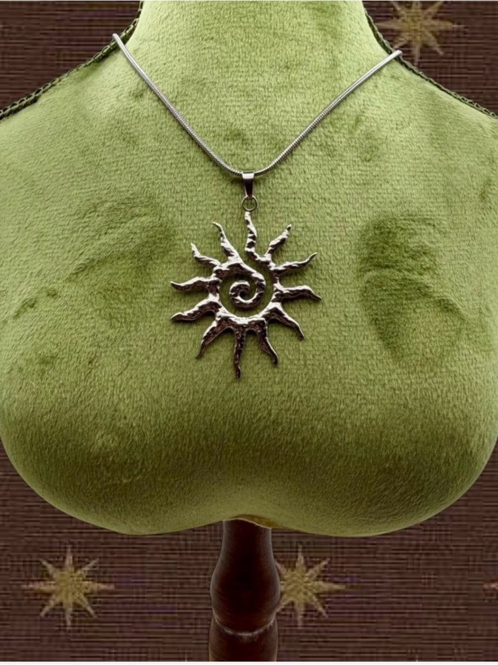 Silver Sunburst Spiral Pendant Necklace - Women's Jewelry